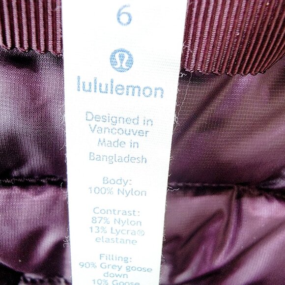 Lululemon Women's Black Berry Purple Down For A Run II Puffer Jacket Size 6 - Picture 8 of 9